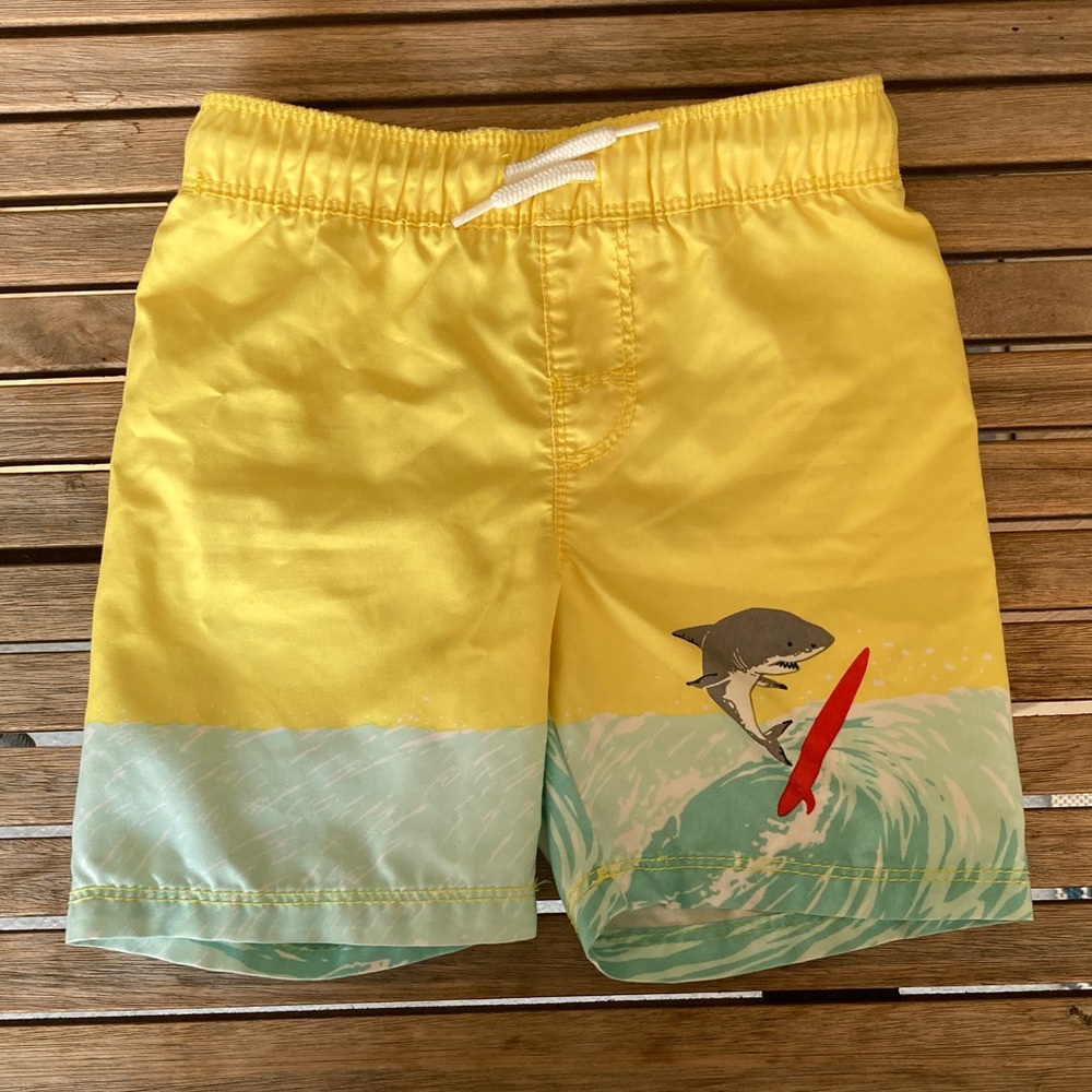 Old Navy Yellow Surfing Shark Kids bathing suit